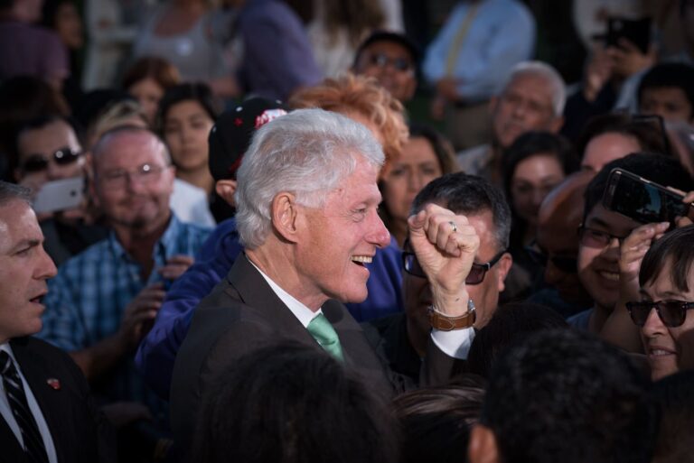 May 21, 2016- Pomona California, United States: Former President, Bill Clinton greets supporters at a campaign rally for Democratic candidate Hillary Clinton. (Ronen Tivony / Polaris)